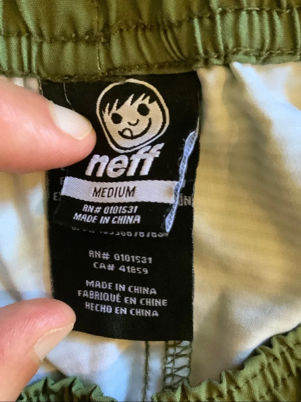 Neff Boys Teal and Olive Green Geometric Swim Trunks